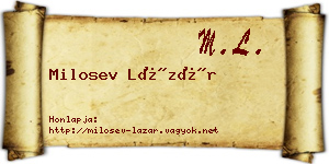 Milosev Lázár névjegykártya